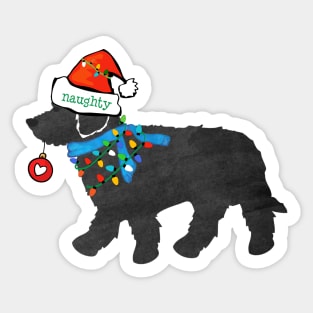 Cute Christmas Labradoodle Naughty But Nice Sticker